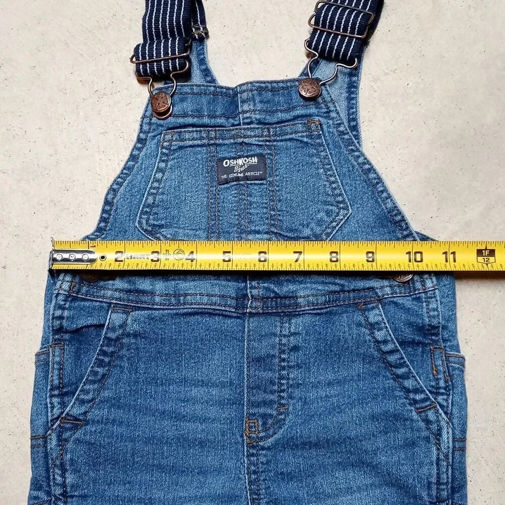 OshKosh B’gosh Toddler Bib Overalls 2T Jean Carpenter Stretch Denim Utility